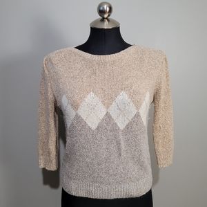 80s tan argyle knit sweater